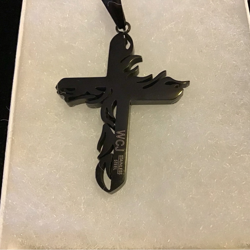 Men’s Stainless Steel Carved Cross